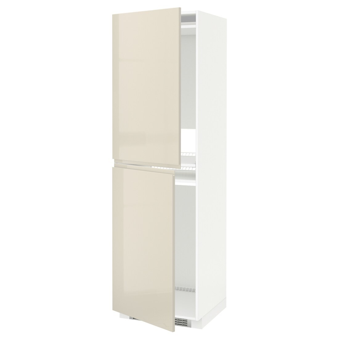 IKEA METOD МЕТОД Высокий шкаф для холодильника / морозильника, белый / Voxtorp глянцевый светло-бежевый, 60x60x200 см 59143568 591.435.68