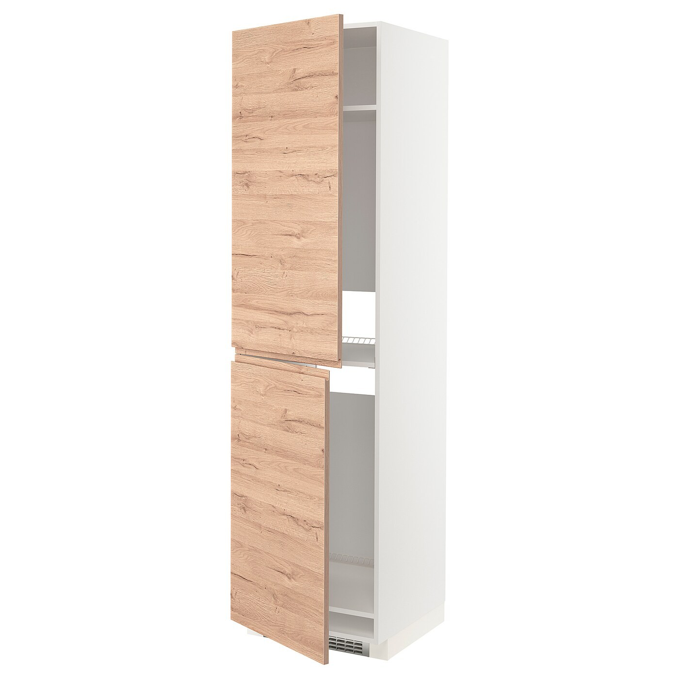 IKEA METOD МЕТОД Высокий шкаф для холодильника / морозильника, белый / Voxtorp имитация дуб, 60x60x220 см 19402380 194.023.80