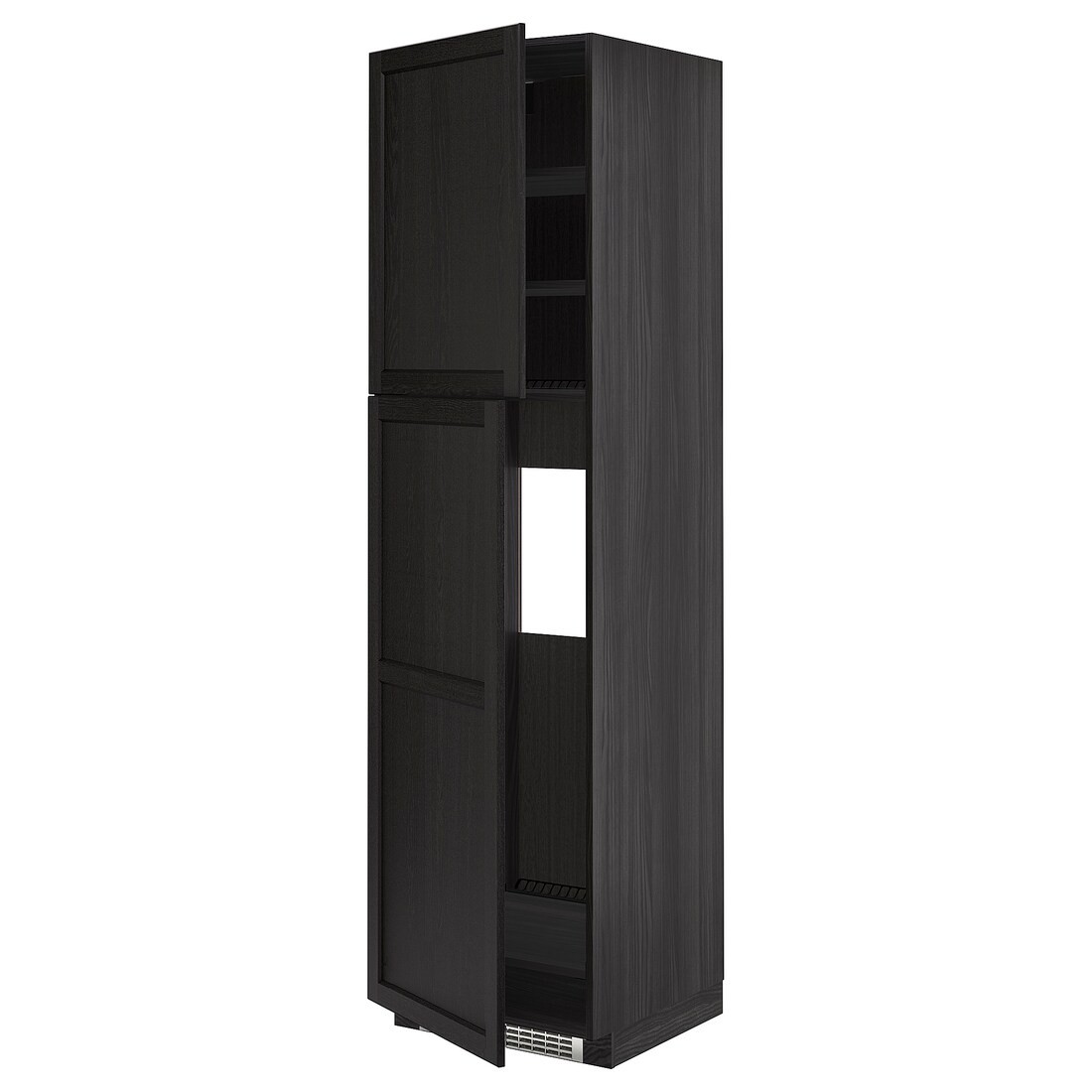 IKEA METOD МЕТОД Высокий шкаф для холодильника, черный / Lerhyttan черная морилка, 60x60x220 см 99459626 | 994.596.26