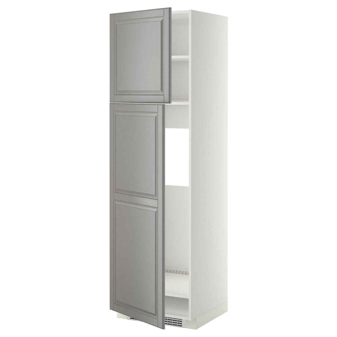 IKEA METOD МЕТОД Высокий шкаф для холодильника, белый / Bodbyn серый, 60x60x200 см 89467349 | 894.673.49