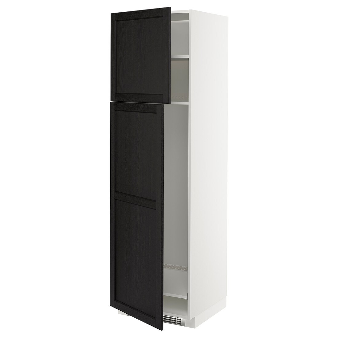 IKEA METOD МЕТОД Высокий шкаф для холодильника, белый / Lerhyttan черная морилка, 60x60x200 см 49460420 | 494.604.20