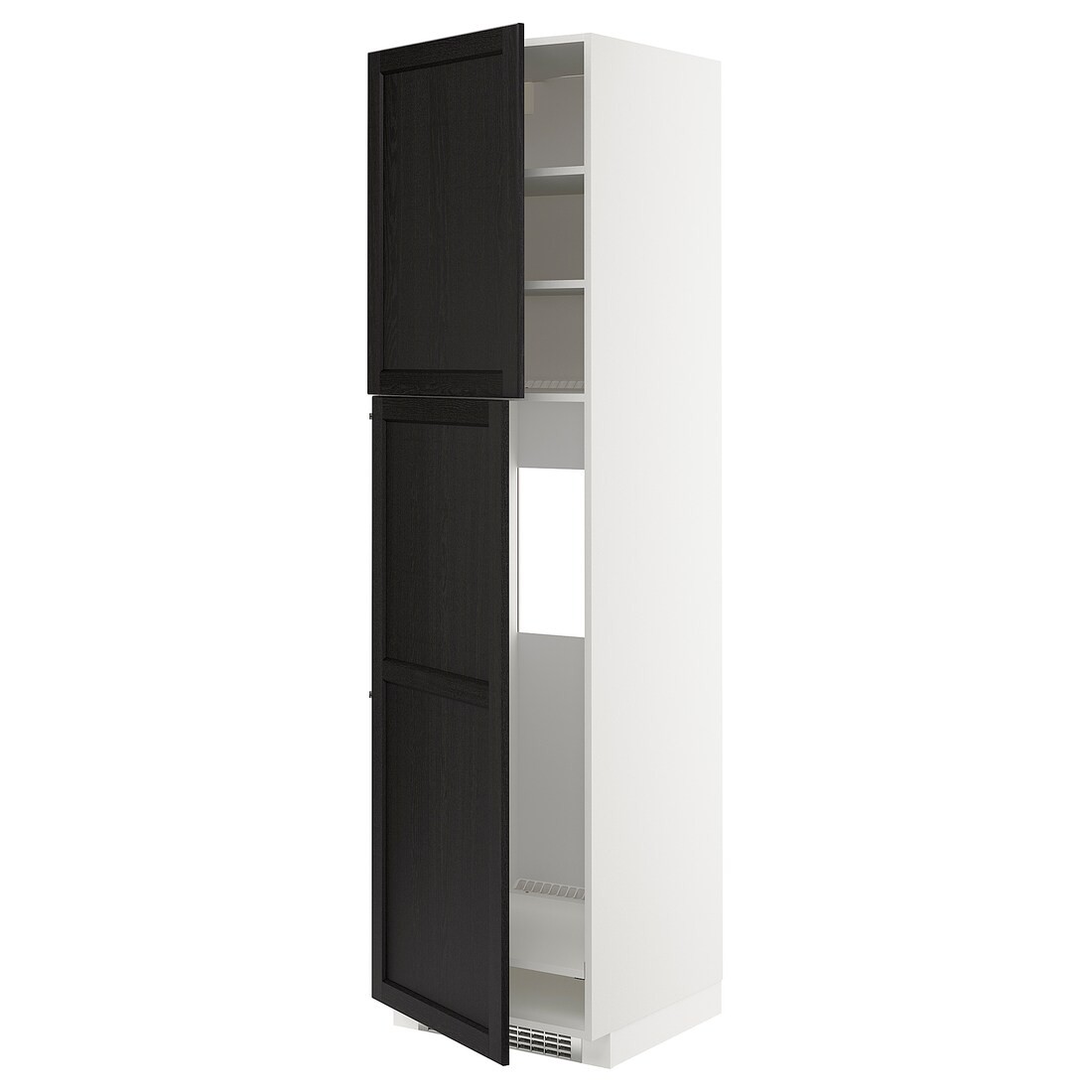 IKEA METOD МЕТОД Высокий шкаф для холодильника, белый / Lerhyttan черная морилка, 60x60x220 см 69458464 | 694.584.64
