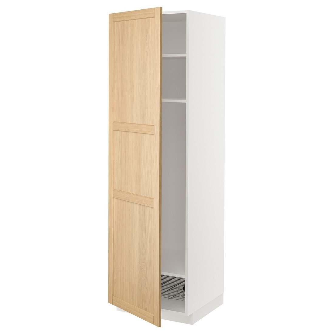 IKEA METOD Шкаф высокий, полки / проволочная корзина, белый / дуб Forsbacka, 60x60x200 см 39509417 | 395.094.17