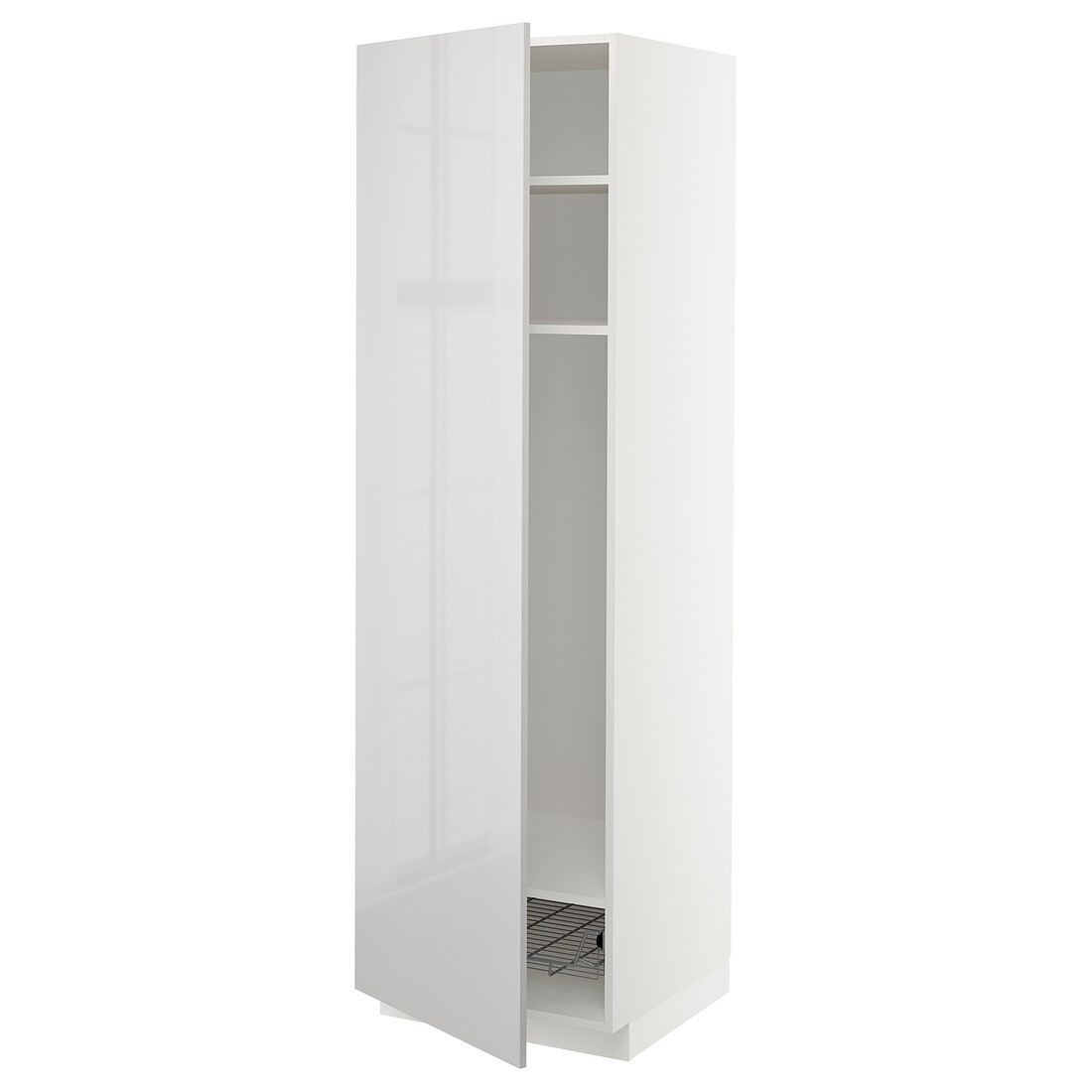 IKEA METOD МЕТОД Шкаф высокий, полки / проволочная корзина, белый / Ringhult светло-серый, 60x60x200 см 39468799 | 394.687.99