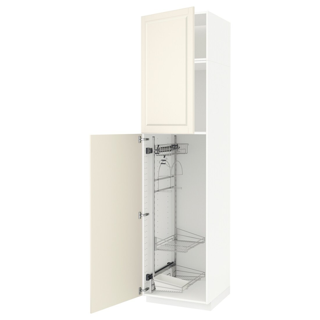 IKEA METOD МЕТОД Высокий шкаф с отделением для аксессуаров для уборки, белый / Bodbyn кремовый, 60x60x240 см 29466178 294.661.78