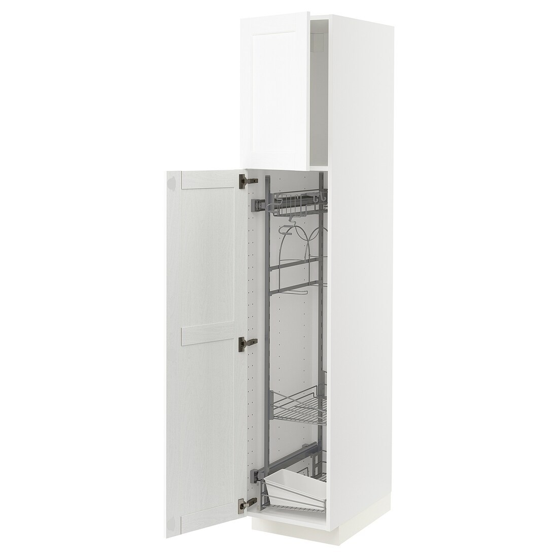 IKEA METOD МЕТОД Высокий шкаф с отделением для аксессуаров для уборки, белый Enköping / белый имитация дерева, 40x60x200 см 29473522 | 294.735.22