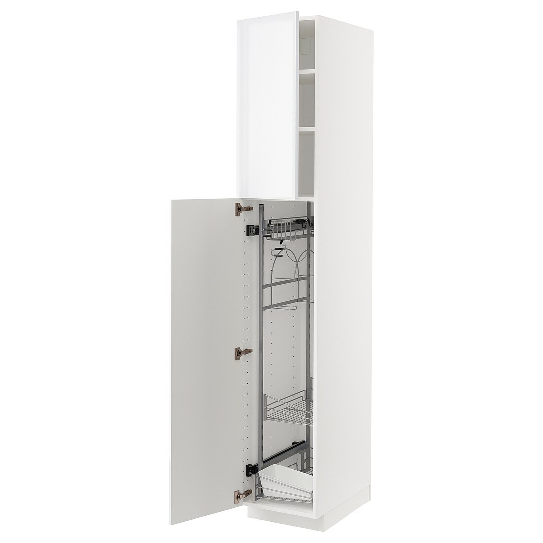 IKEA METOD МЕТОД Высокий шкаф с отделением для аксессуаров для уборки, белый / Ringhult белый, 40x60x220 см 29466611 | 294.666.11