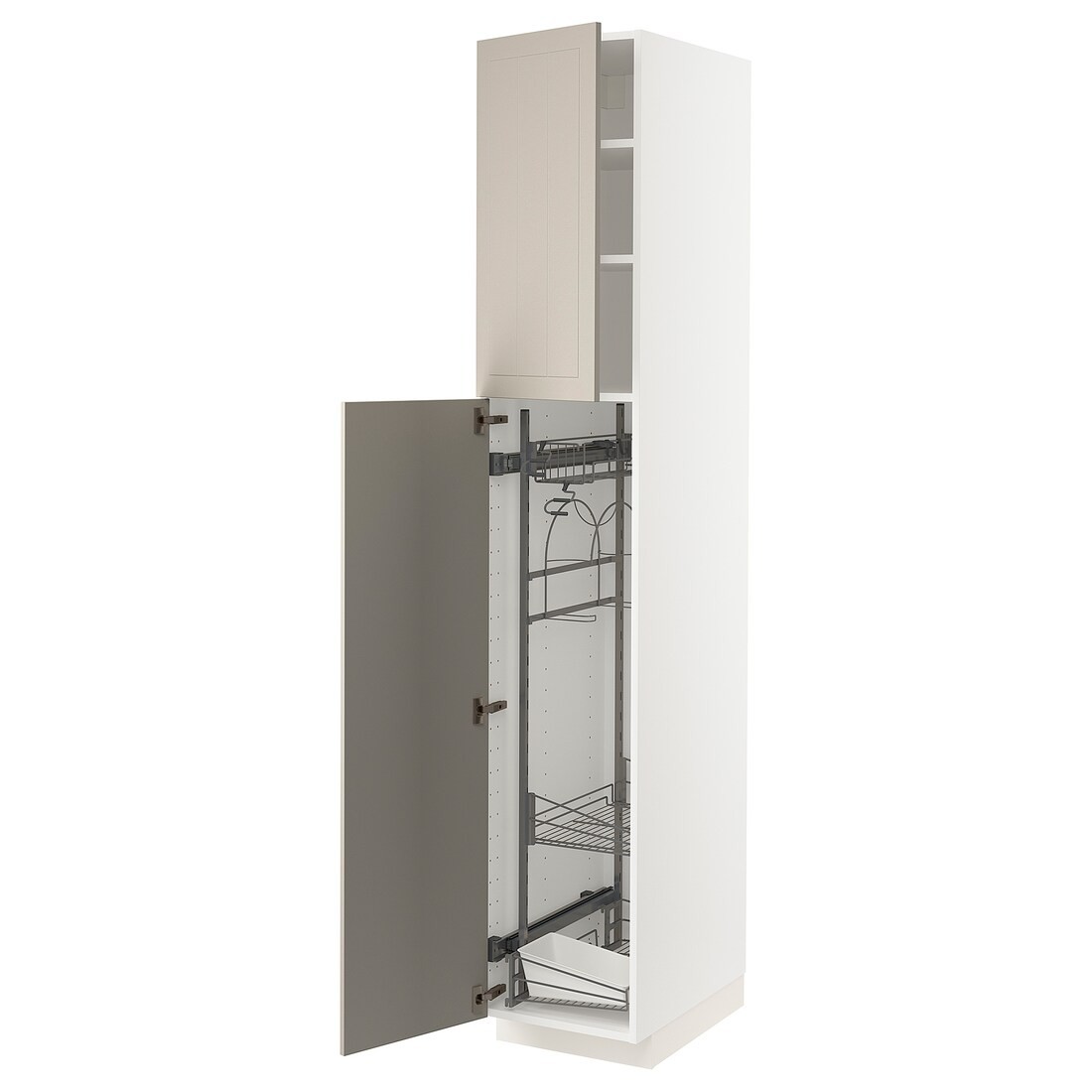 IKEA METOD МЕТОД Высокий шкаф с отделением для аксессуаров для уборки, белый / Stensund бежевый, 40x60x220 см 09459032 | 094.590.32