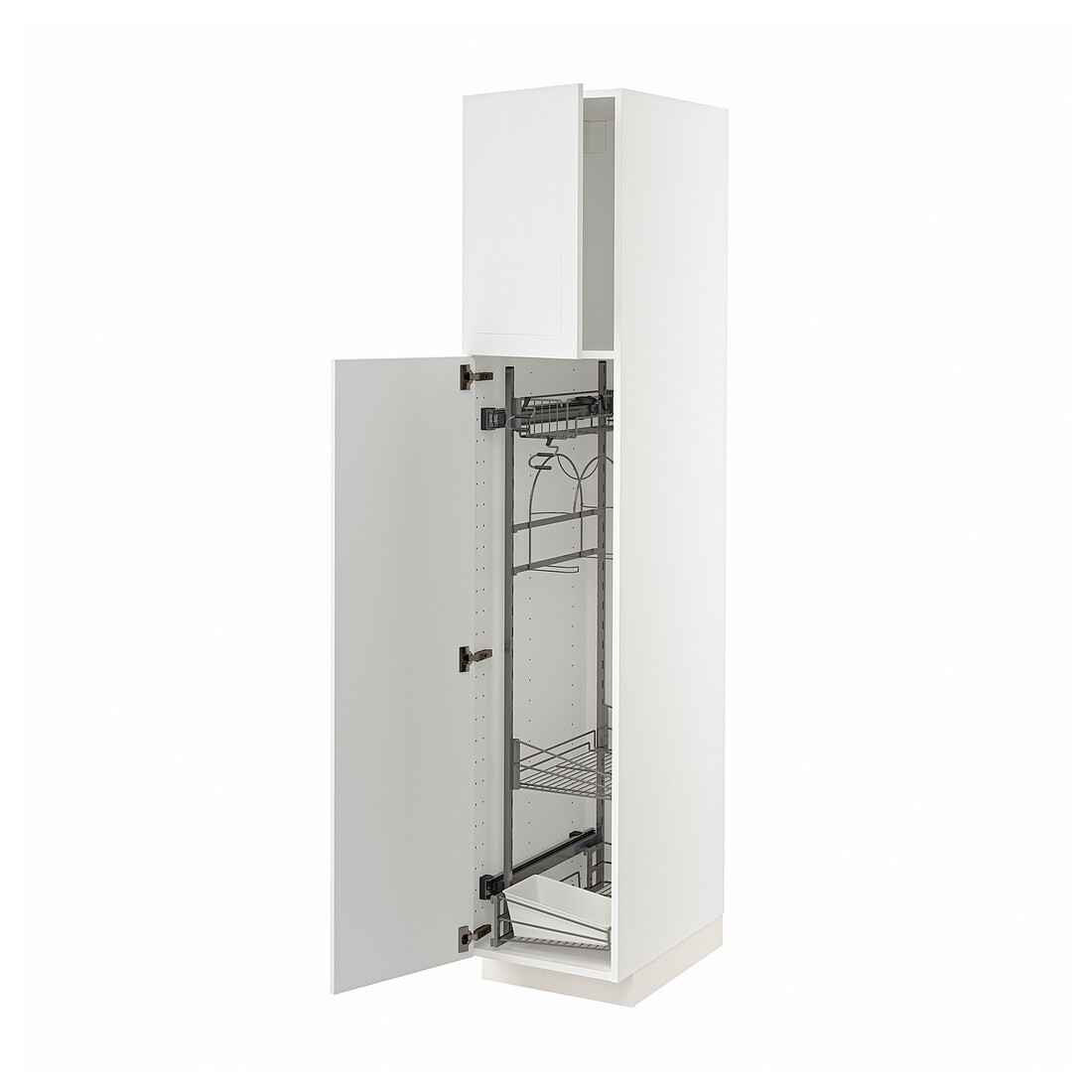 IKEA METOD МЕТОД Высокий шкаф с отделением для аксессуаров для уборки, белый / Stensund белый, 40x60x200 см 39468351 | 394.683.51