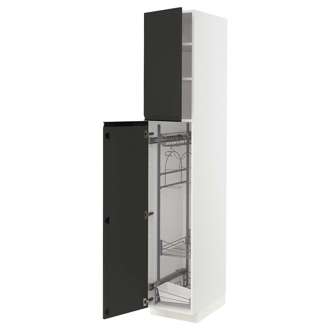 IKEA METOD МЕТОД Высокий шкаф с отделением для аксессуаров для уборки, белый / Upplöv матовый антрацит, 40x60x220 см 49492888 | 494.928.88