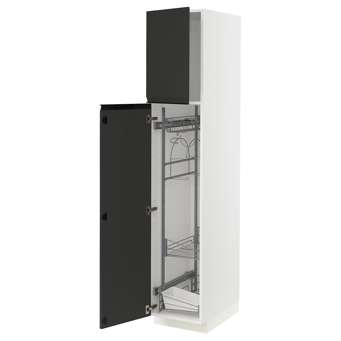 IKEA METOD МЕТОД Высокий шкаф с отделением для аксессуаров для уборки, белый / Upplöv матовый антрацит, 40x60x200 см 49494137 | 494.941.37