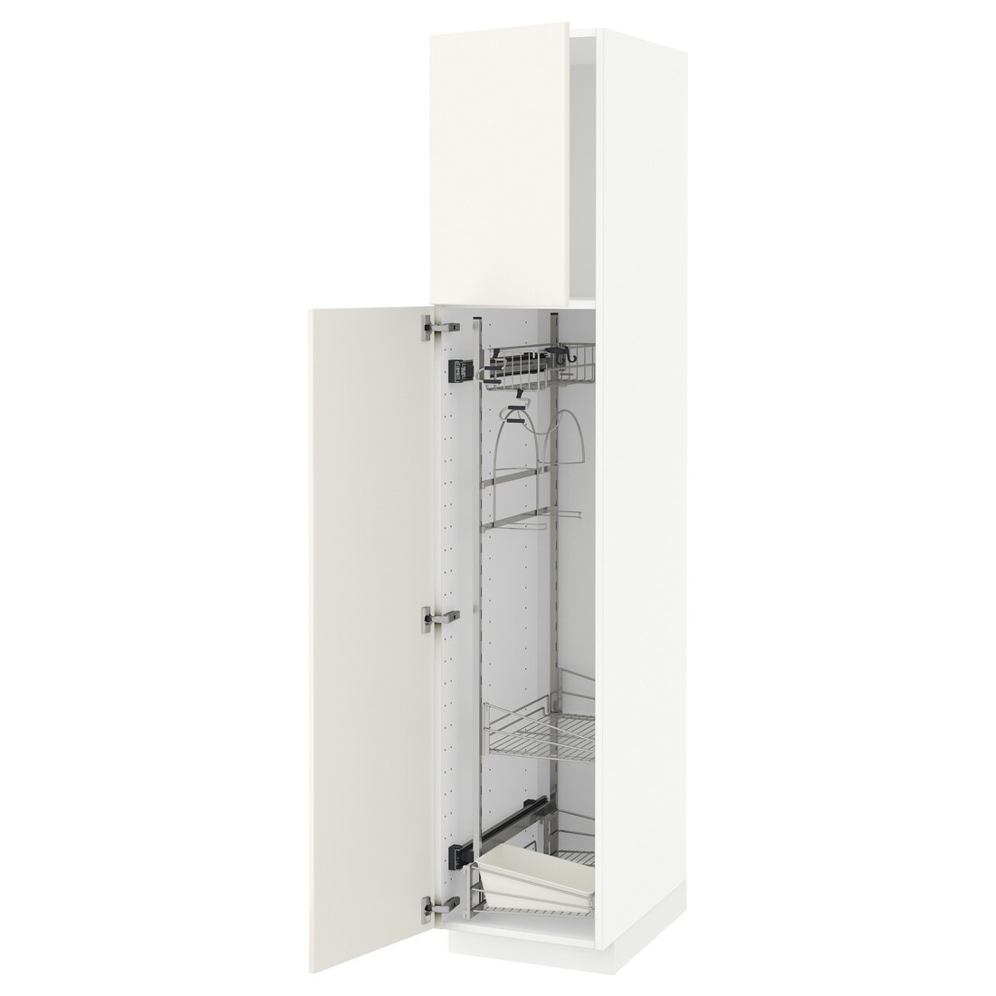 IKEA METOD МЕТОД Высокий шкаф с отделением для аксессуаров для уборки, белый / Veddinge белый, 40x60x200 см 89454460 | 894.544.60