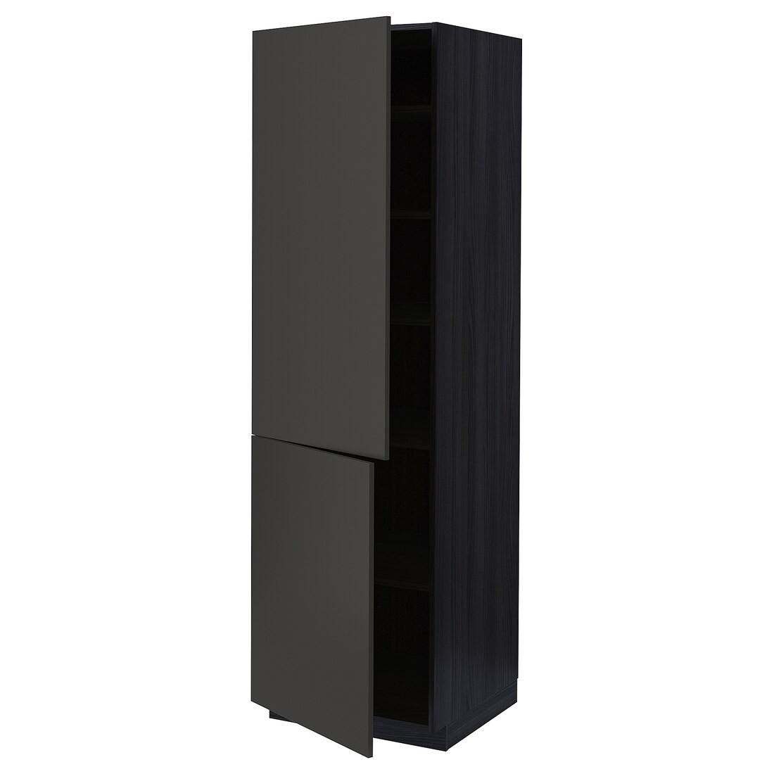 IKEA METOD МЕТОД Высокий шкаф с полками / 2 дверцы, черный / Nickebo матовый антрацит, 60x60x200 см 59499120 | 594.991.20
