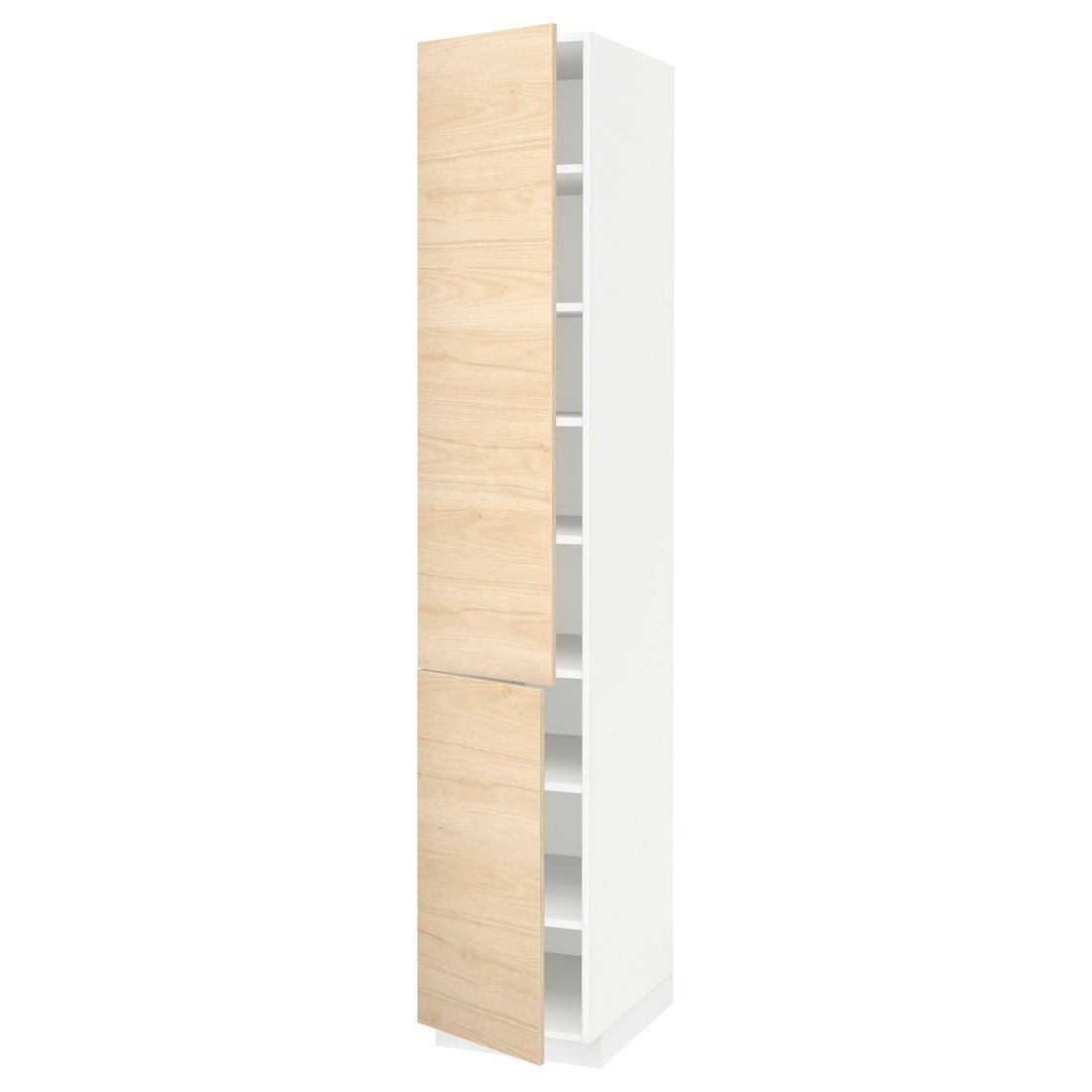 IKEA METOD МЕТОД Высокий шкаф с полками / 2 дверцы, белый / Askersund узор светлый ясень, 40x60x220 см 59464272 594.642.72