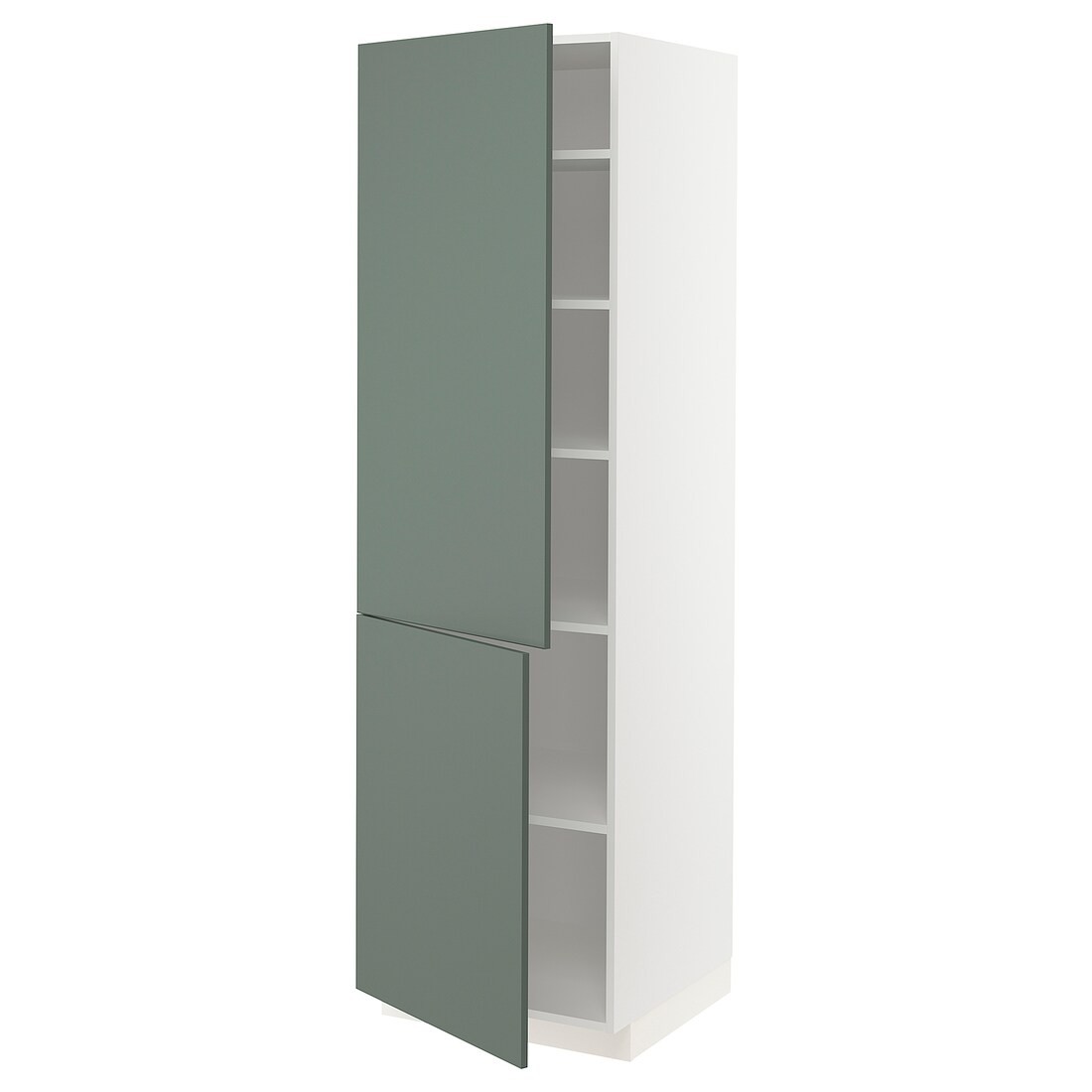 IKEA METOD МЕТОД Высокий шкаф с полками / 2 дверцы, белый / Bodarp серо-зеленый, 60x60x200 см 29466606 | 294.666.06
