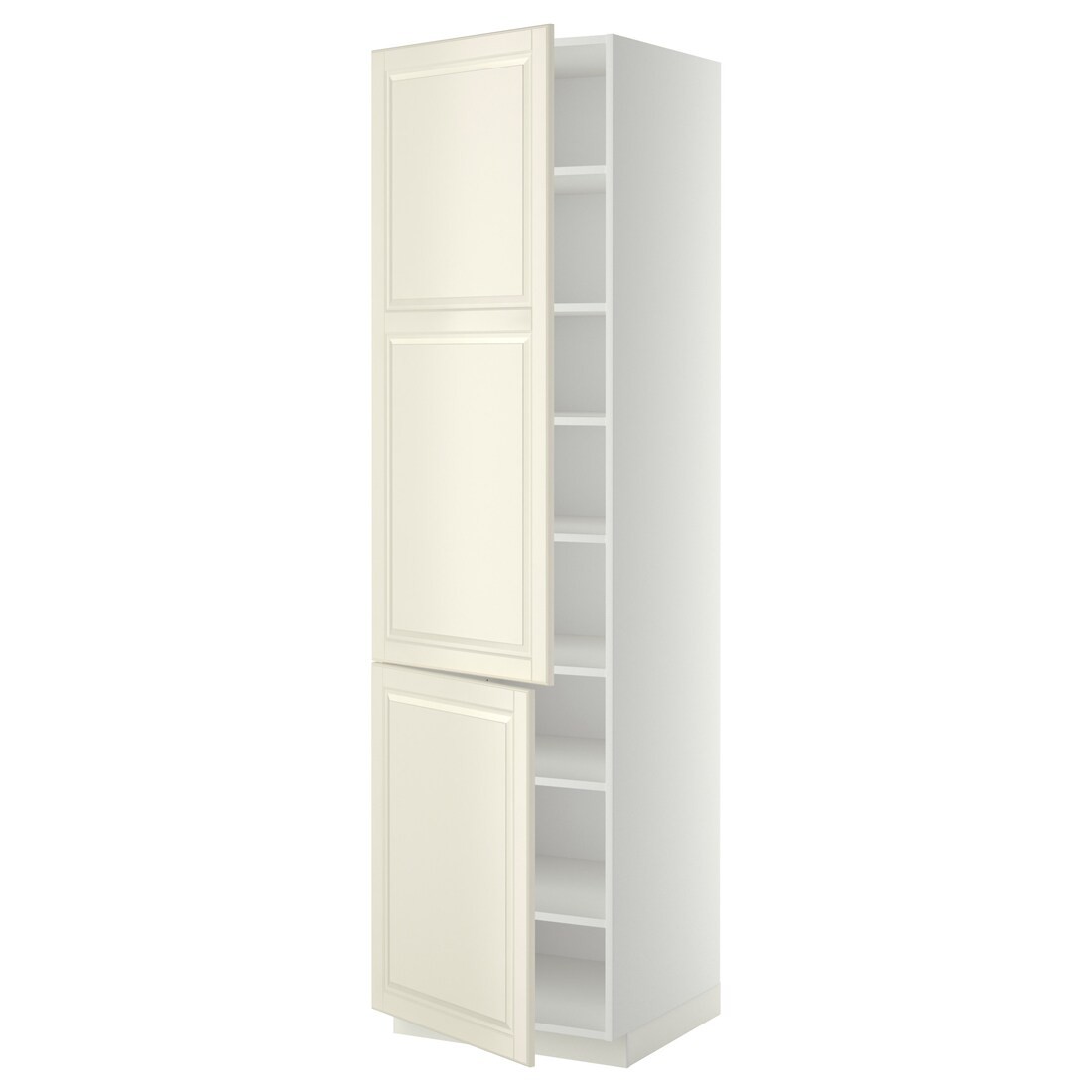 IKEA METOD МЕТОД Высокий шкаф с полками / 2 дверцы, белый / Bodbyn кремовый, 60x60x220 см 29459639 | 294.596.39