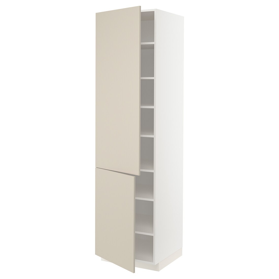 IKEA METOD МЕТОД Высокий шкаф с полками / 2 дверцы, белый / Havstorp бежевый, 60x60x220 см 39470189 | 394.701.89