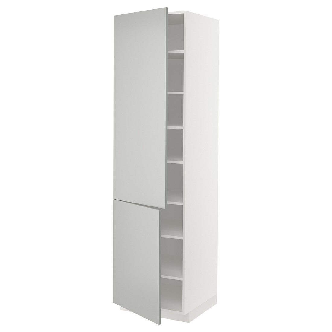 IKEA METOD Высокий шкаф с полками / 2 дверцы, белый / Хавсторп светло-серый, 60x60x220 см 69538753 | 695.387.53