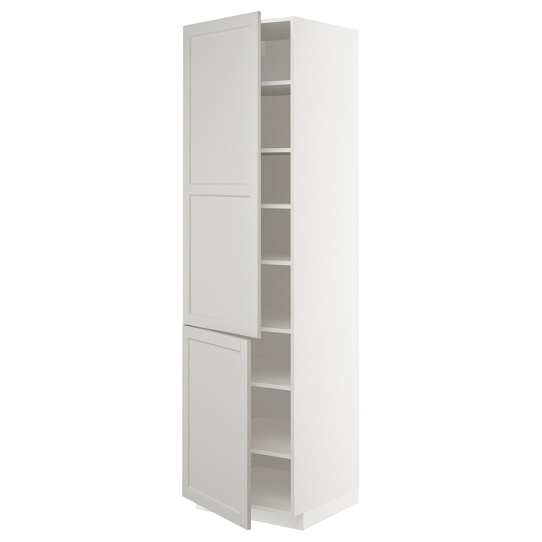 IKEA METOD МЕТОД Высокий шкаф с полками / 2 дверцы, белый / Lerhyttan светло-серый, 60x60x220 см 69470140 | 694.701.40