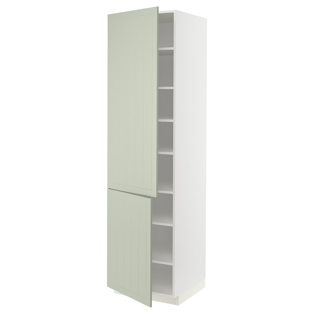 IKEA METOD МЕТОД Высокий шкаф с полками / 2 дверцы, белый / Stensund светло-зеленый, 60x60x220 см 49487207 | 494.872.07