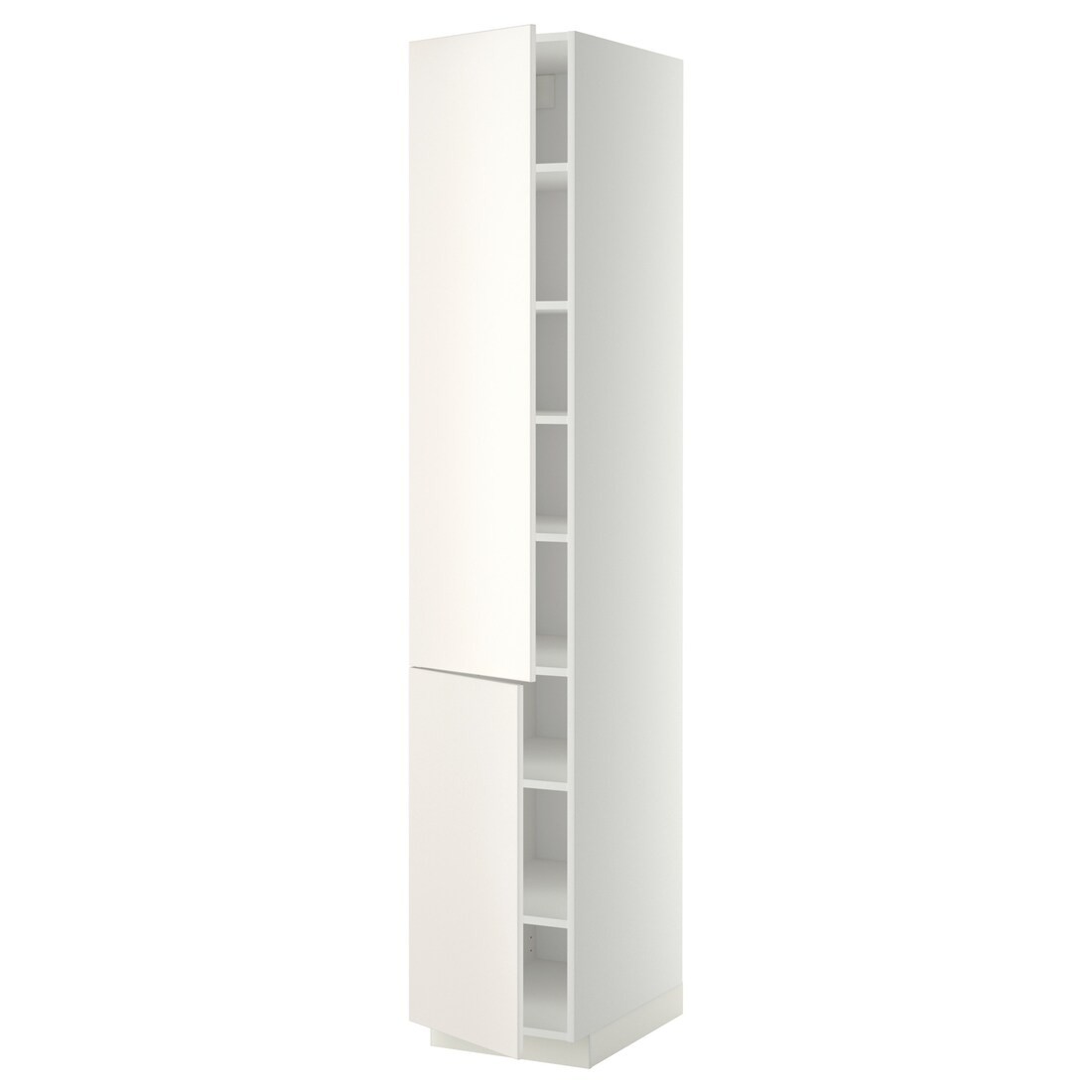 IKEA METOD МЕТОД Высокий шкаф с полками / 2 дверцы, белый / Veddinge белый, 40x60x220 см 39468520 | 394.685.20