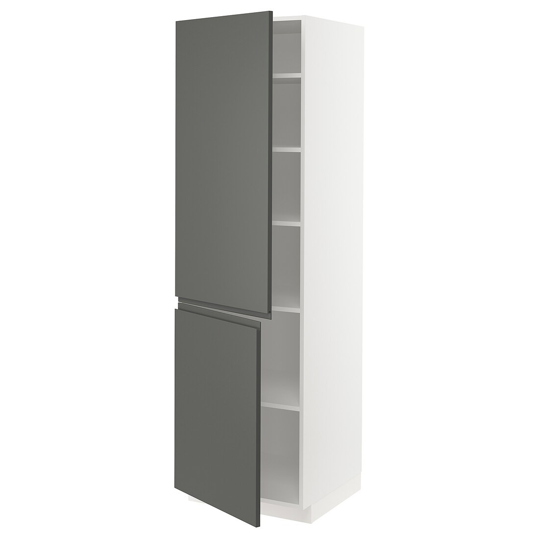 IKEA METOD МЕТОД Высокий шкаф с полками / 2 дверцы, белый / Voxtorp темно-серый, 60x60x200 см 49461194 | 494.611.94
