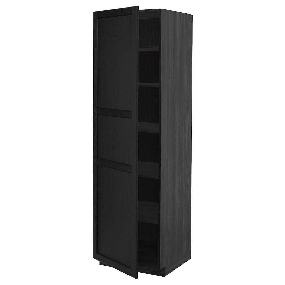 IKEA METOD МЕТОД Высокий шкаф с полками, черный / Lerhyttan черная морилка, 60x60x200 см 69457431 | 694.574.31