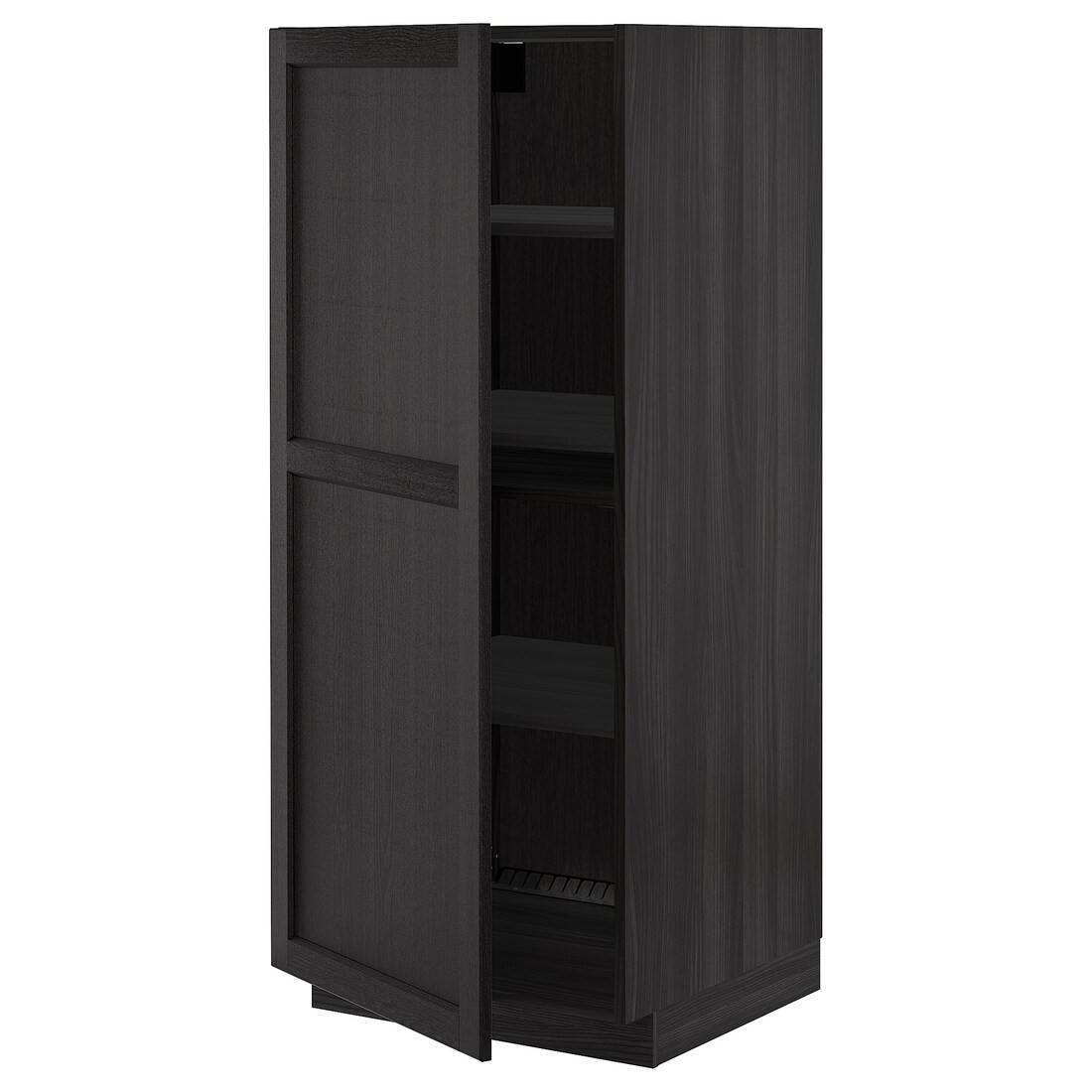 IKEA METOD МЕТОД Высокий шкаф с полками, черный / Lerhyttan черная морилка, 60x60x140 см 49454792 | 494.547.92