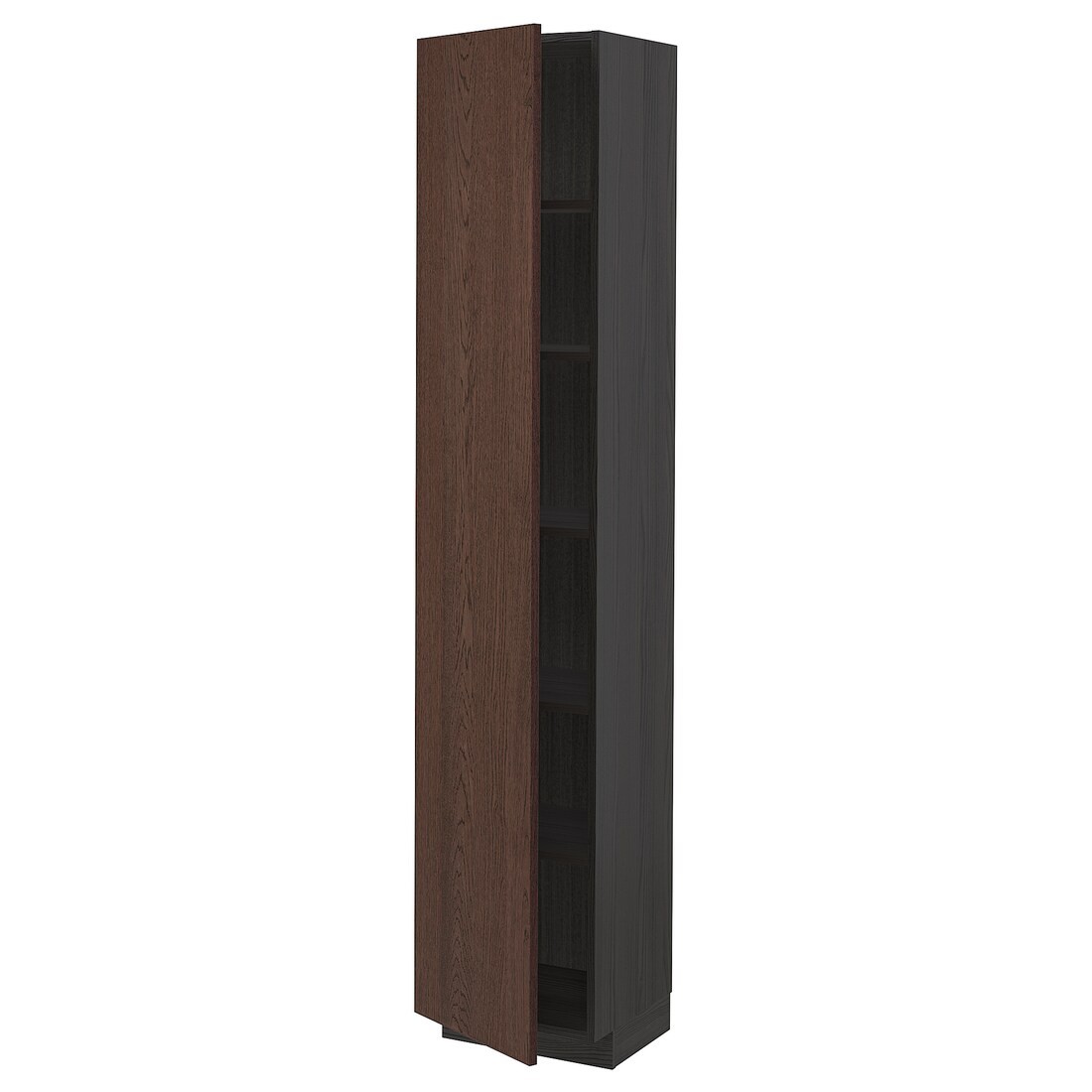 IKEA METOD МЕТОД Высокий шкаф с полками, черный / Sinarp коричневый, 40x37x200 см 29466036 | 294.660.36