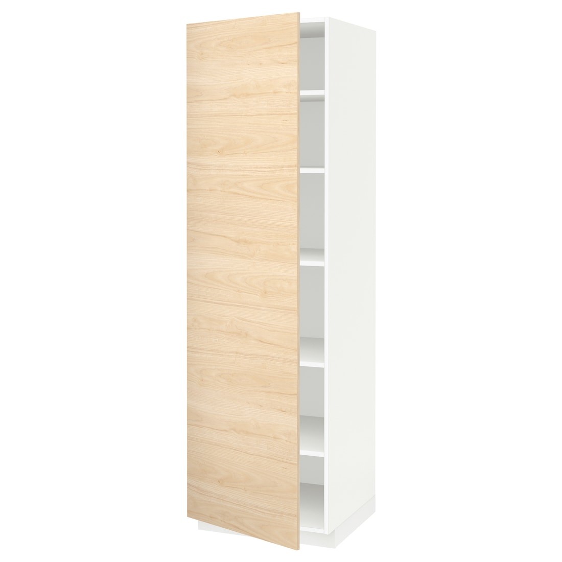 IKEA METOD МЕТОД Высокий шкаф с полками, белый / Askersund узор светлый ясень, 60x60x200 см 39462146 394.621.46