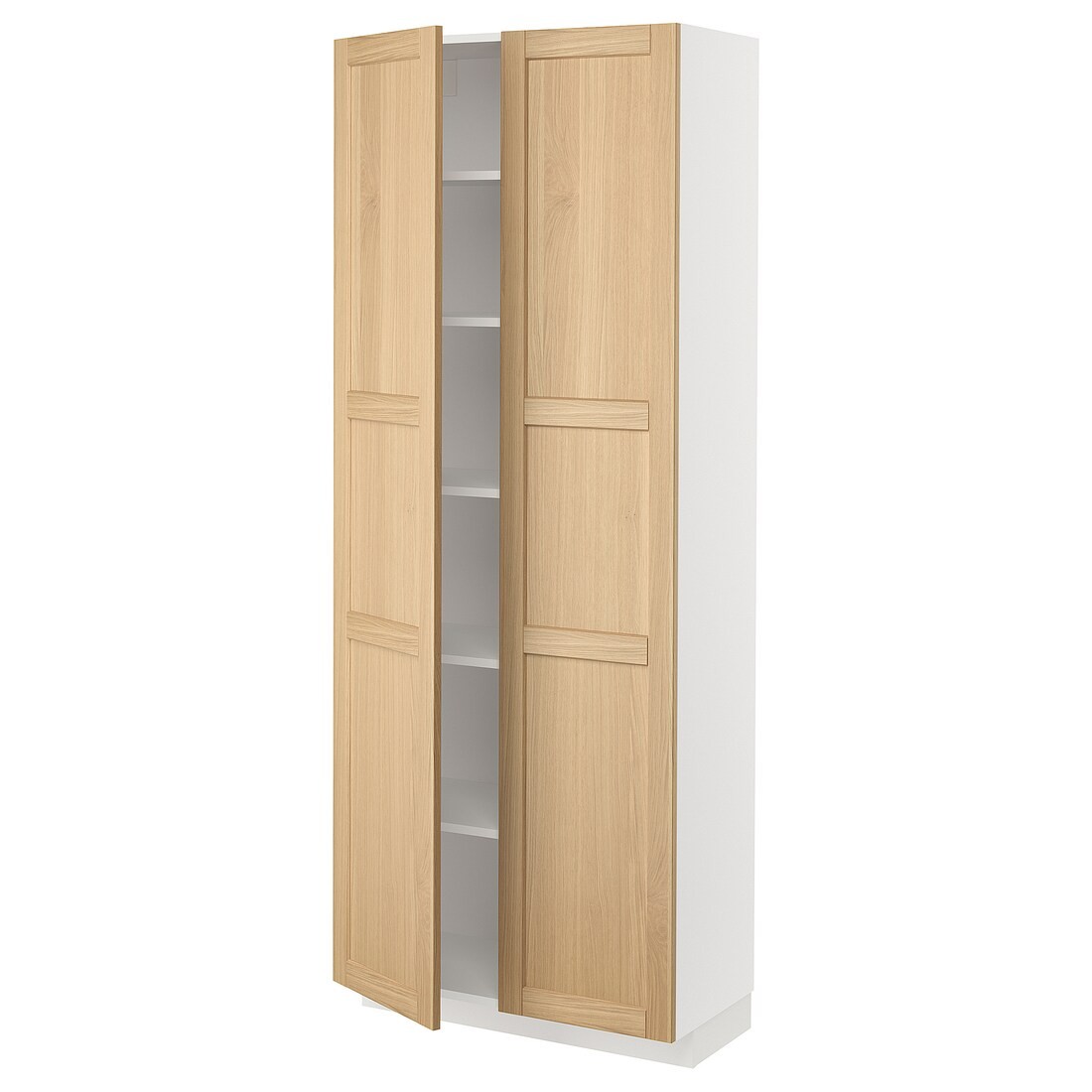 IKEA METOD Высокий шкаф с полками, белый / дуб Forsbacka, 80x37x200 см 79509415 795.094.15