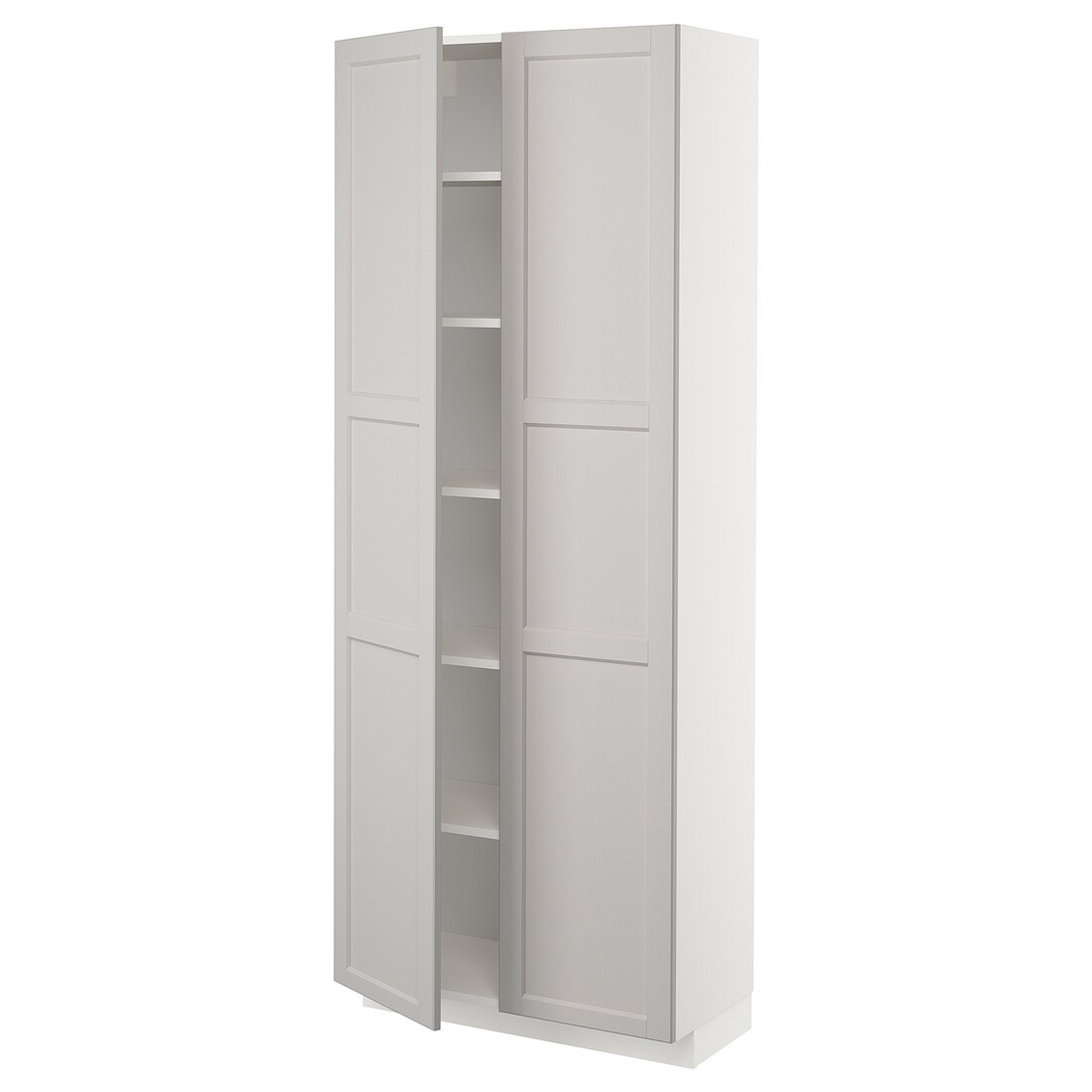 IKEA METOD МЕТОД Высокий шкаф с полками, белый / Lerhyttan светло-серый, 80x37x200 см 59458756 | 594.587.56