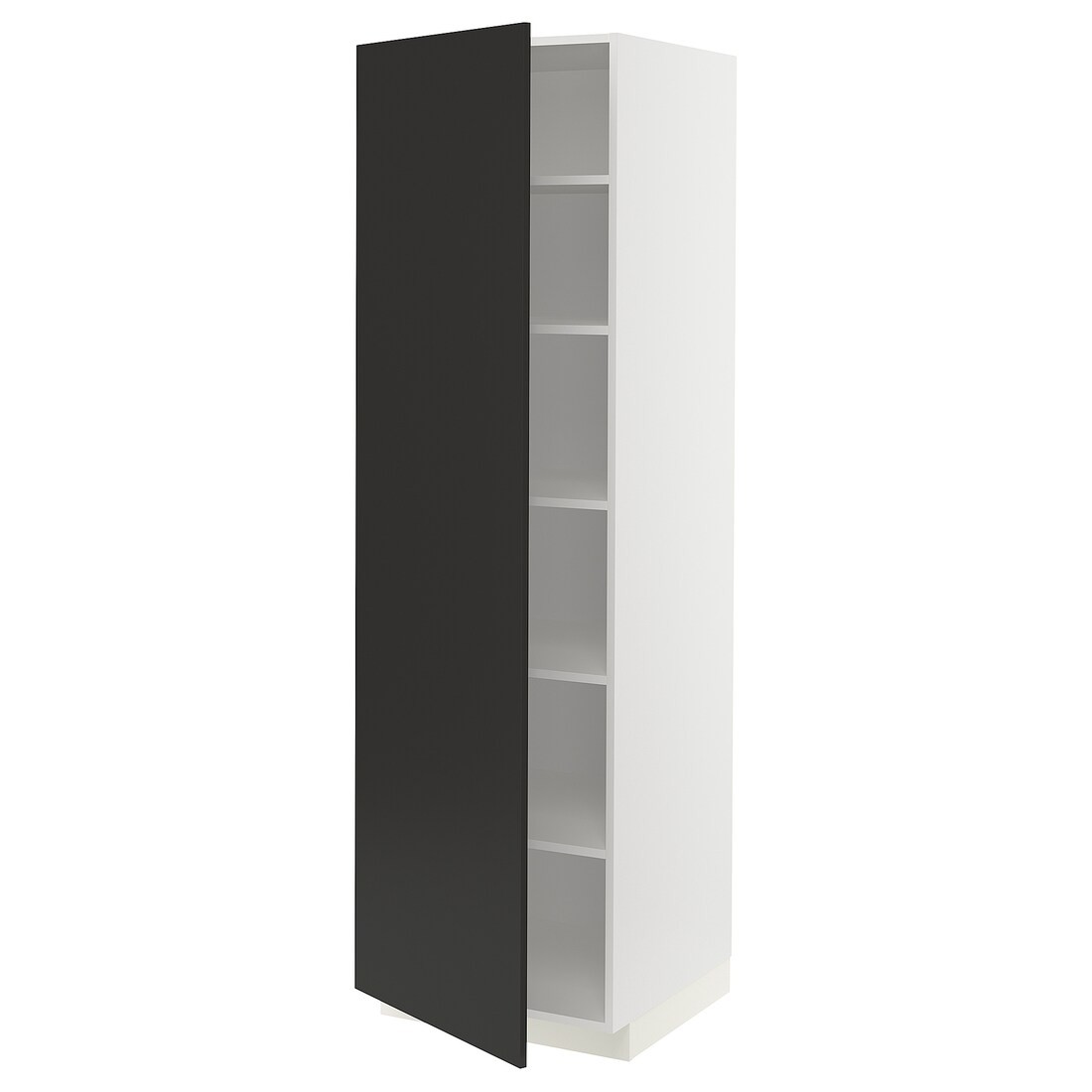 IKEA METOD МЕТОД Высокий шкаф с полками, белый / Nickebo матовый антрацит, 60x60x200 см 79498643 | 794.986.43