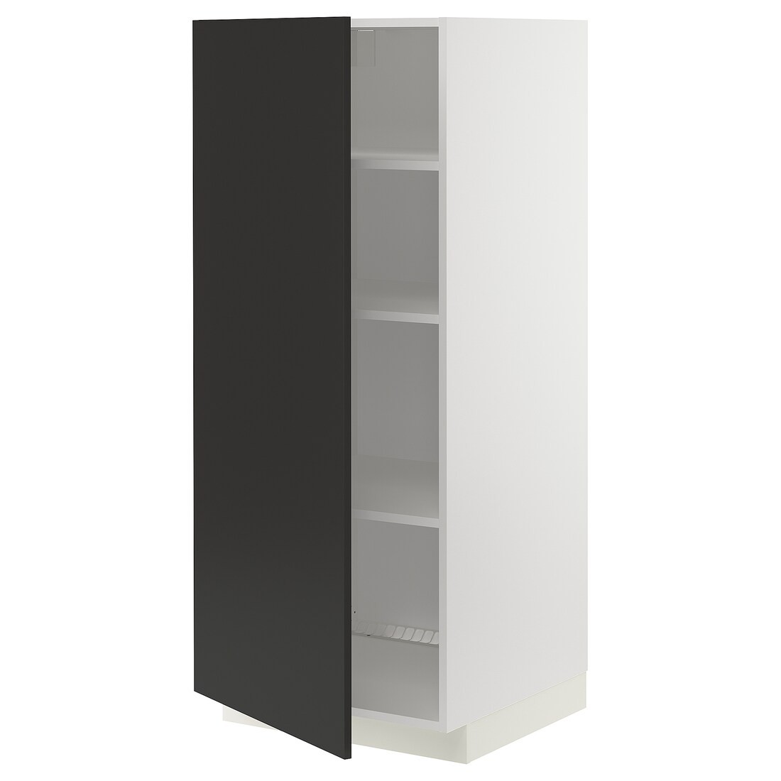 IKEA METOD МЕТОД Высокий шкаф с полками, белый / Nickebo матовый антрацит, 60x60x140 см 79499096 | 794.990.96