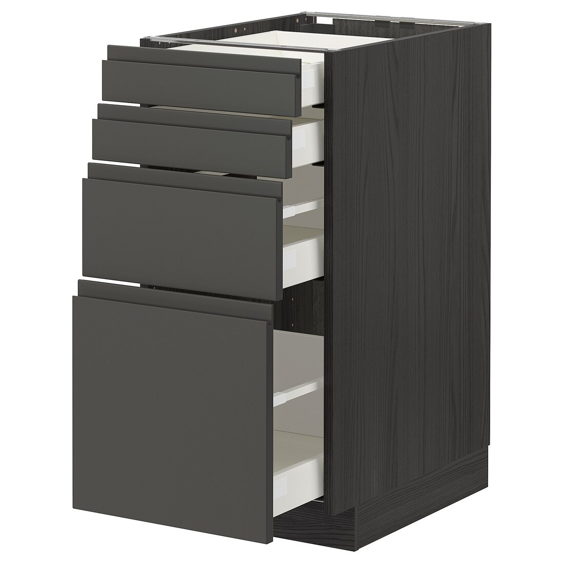IKEA METOD МЕТОД / MAXIMERA МАКСИМЕРА Напольный шкаф с ящиками, черный / Voxtorp темно-серый, 40x60 см 29331702 | 293.317.02