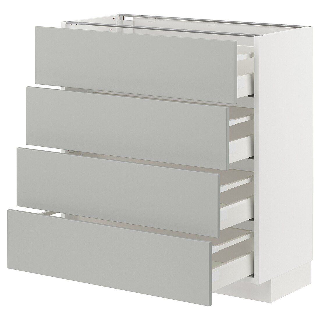 IKEA METOD / MAXIMERA Напольный шкаф 4 ящика, белый / Хавсторп светло-серый, 80x37 см 19538227 195.382.27