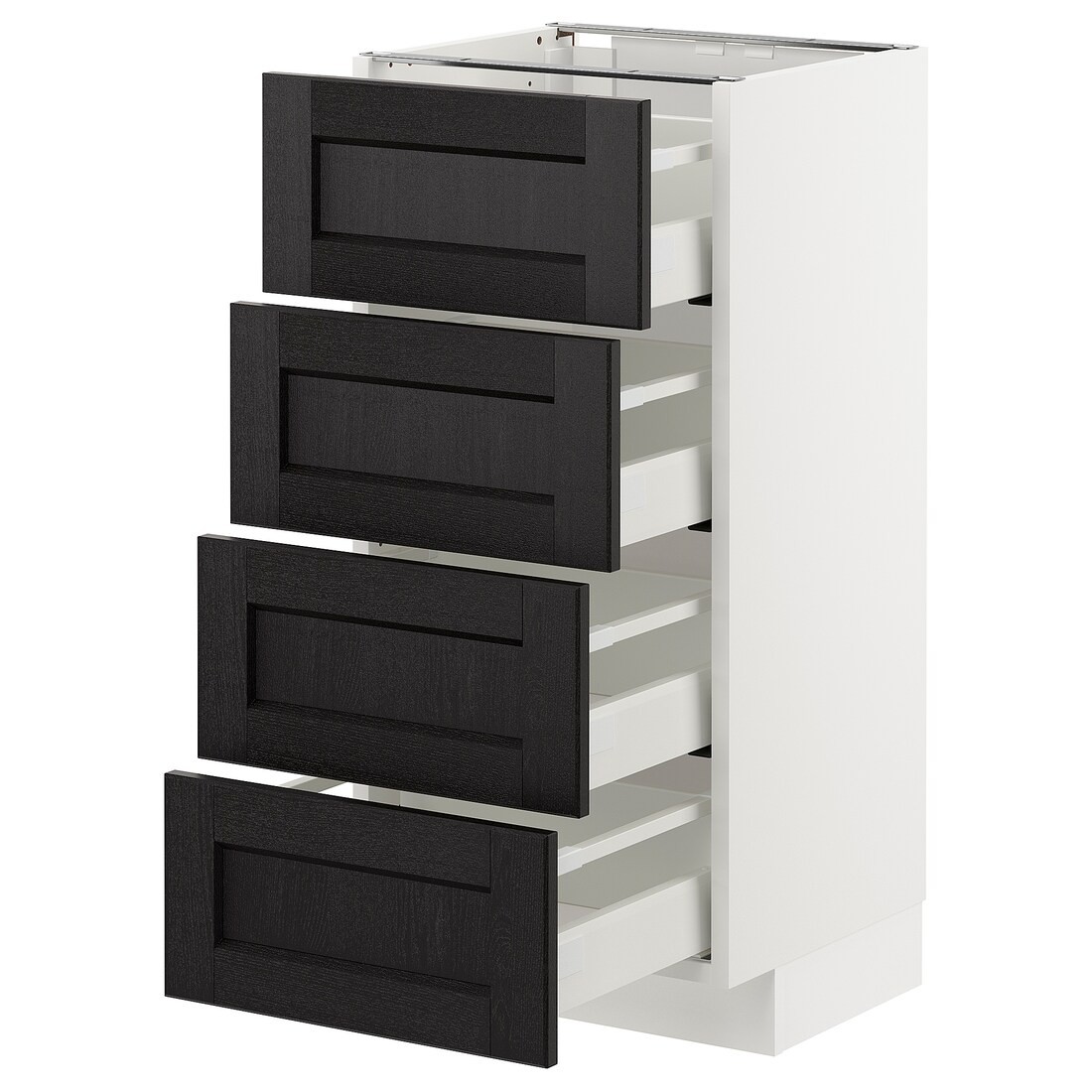 IKEA METOD МЕТОД / MAXIMERA МАКСИМЕРА Напольный шкаф с ящиками, белый / Lerhyttan черная морилка, 40x37 см 99256799 992.567.99