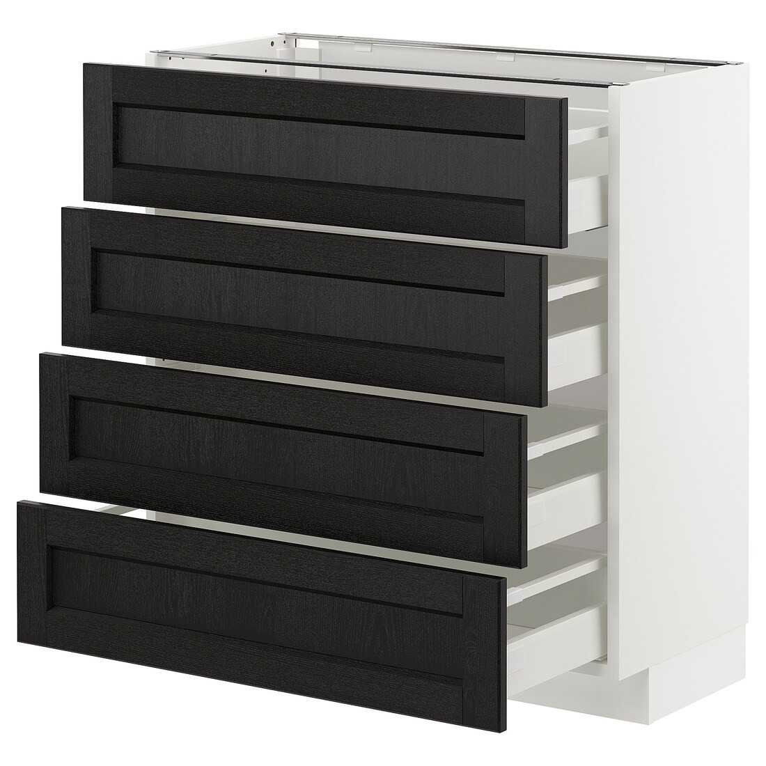 IKEA METOD МЕТОД / MAXIMERA МАКСИМЕРА Напольный шкаф с ящиками, белый / Lerhyttan черная морилка, 80x37 см 99256803 992.568.03