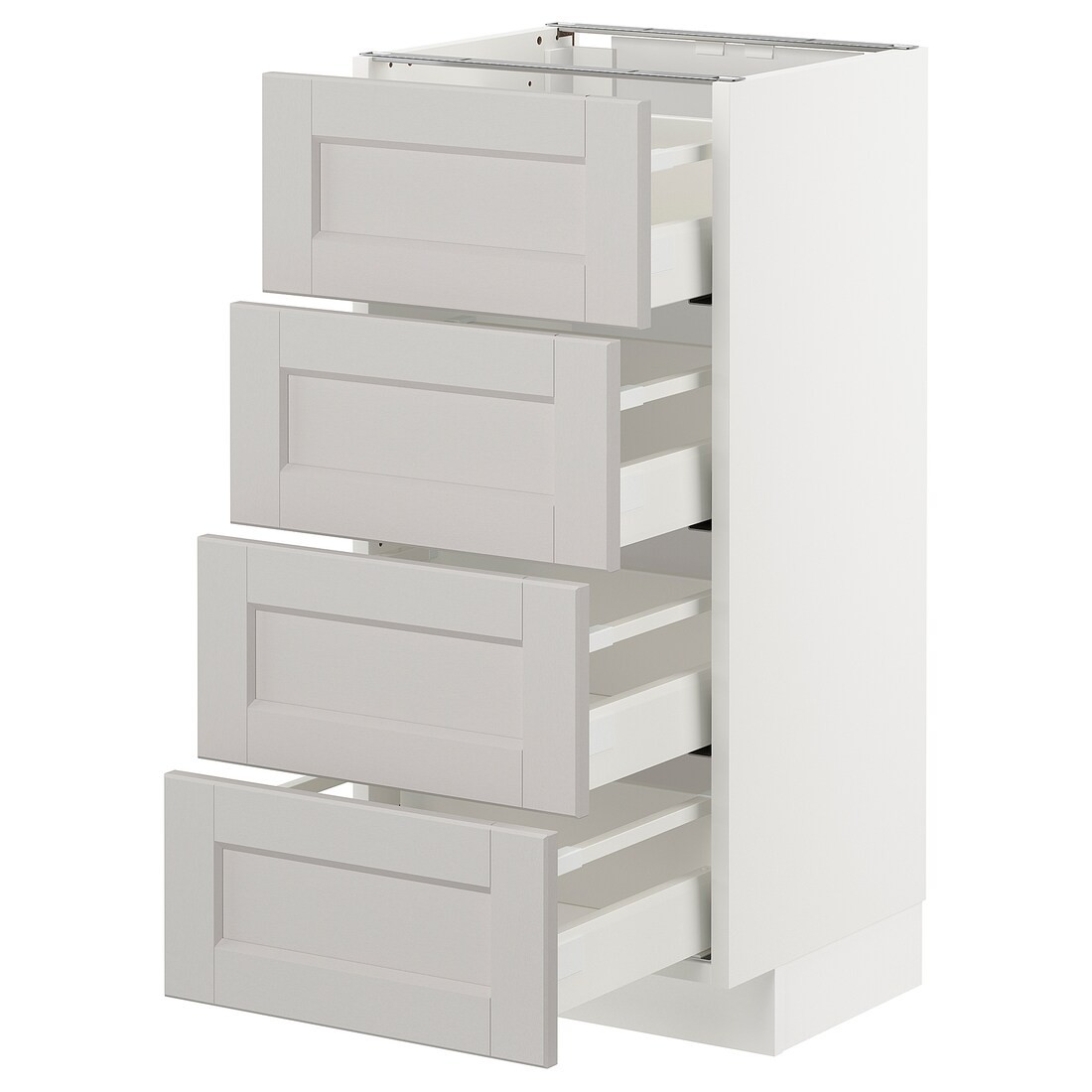IKEA METOD МЕТОД / MAXIMERA МАКСИМЕРА Напольный шкаф с ящиками, белый / Lerhyttan светло-серый, 40x37 см 79274389 792.743.89