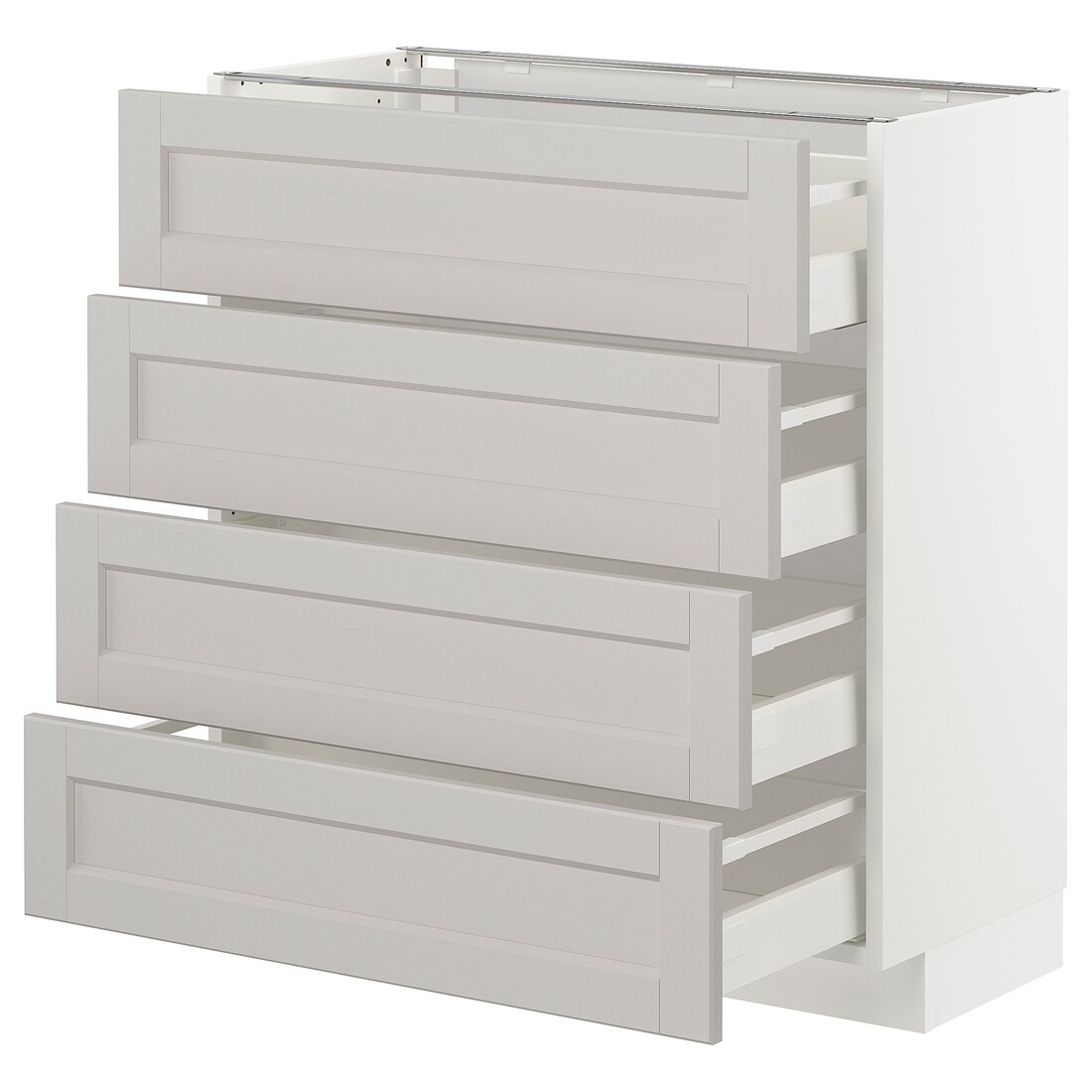 IKEA METOD МЕТОД / MAXIMERA МАКСИМЕРА Напольный шкаф с ящиками, белый / Lerhyttan светло-серый, 80x37 см 99274393 992.743.93
