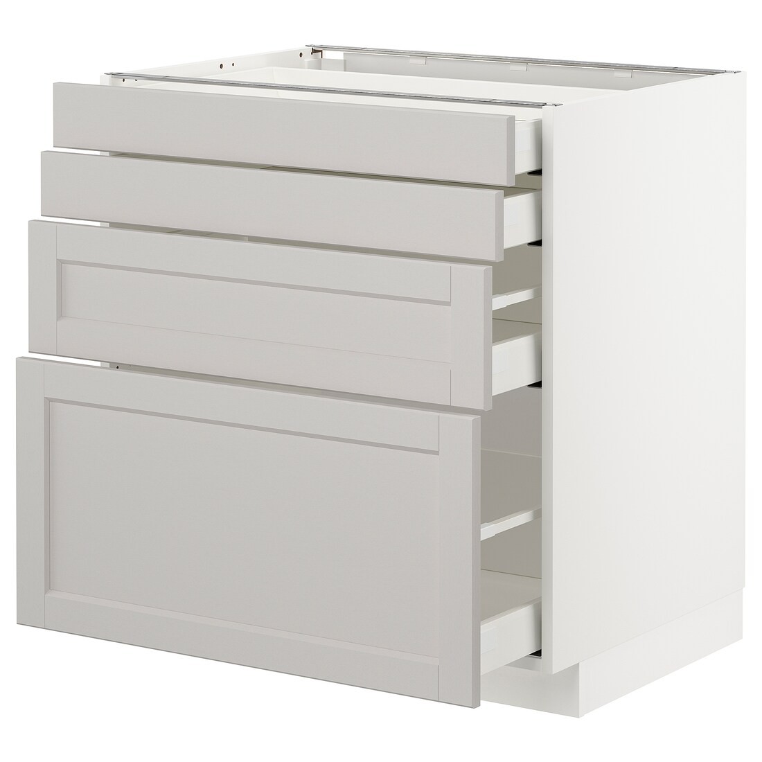 IKEA METOD МЕТОД / MAXIMERA МАКСИМЕРА Напольный шкаф с ящиками, белый / Lerhyttan светло-серый, 80x60 см 09274415 | 092.744.15