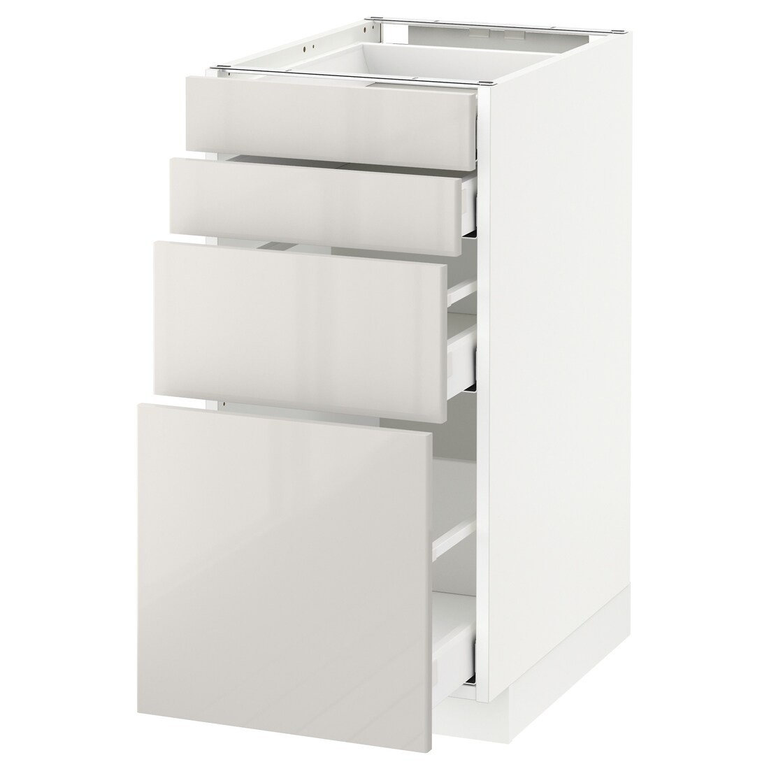 IKEA METOD МЕТОД / MAXIMERA МАКСИМЕРА Напольный шкаф с ящиками, белый / Ringhult светло-серый, 40x60 см 19142504 191.425.04