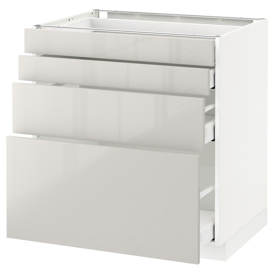 IKEA METOD МЕТОД / MAXIMERA МАКСИМЕРА Напольный шкаф с ящиками, белый / Ringhult светло-серый, 80x60 см 29142508 | 291.425.08