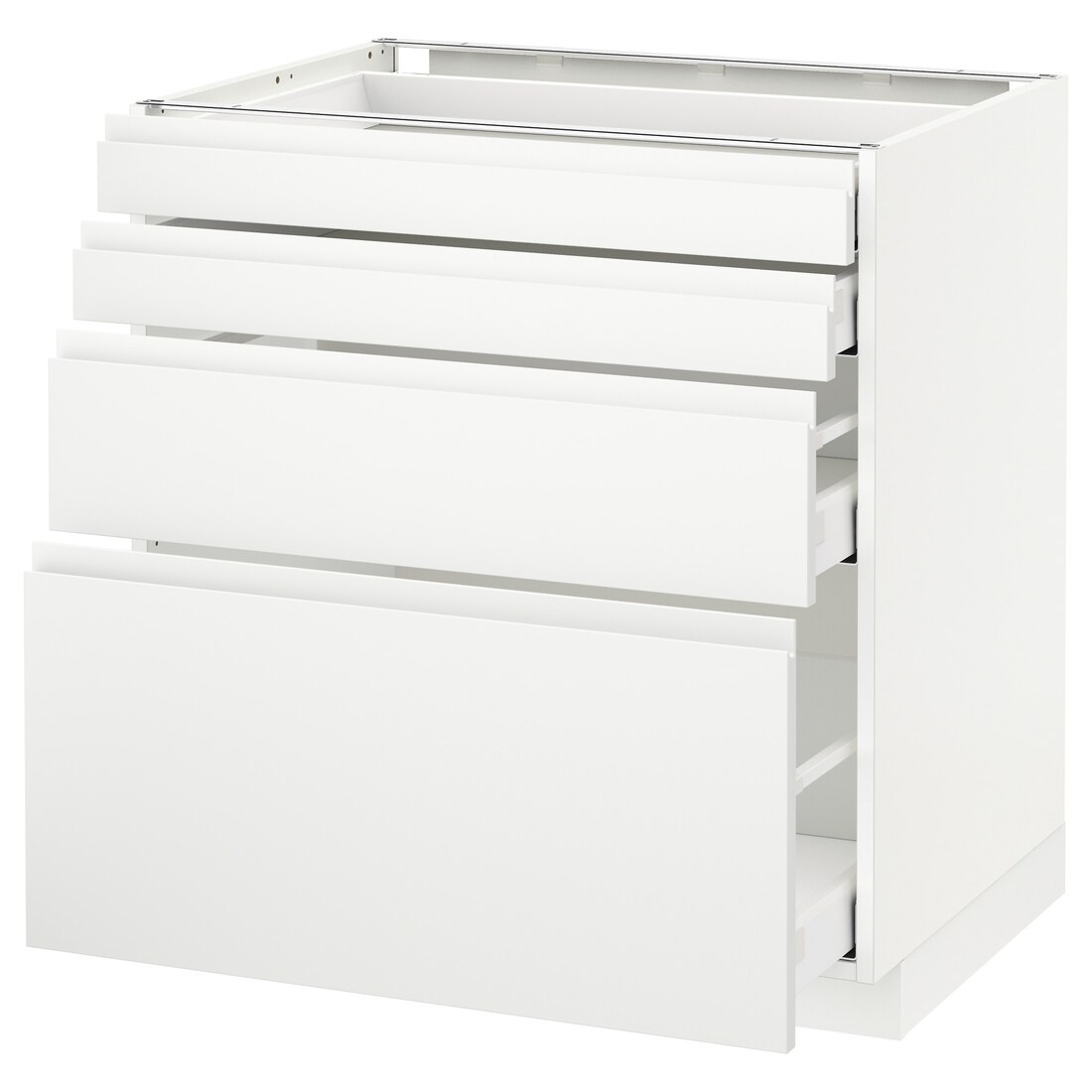 IKEA METOD МЕТОД / MAXIMERA МАКСИМЕРА Напольный шкаф с ящиками, белый / Voxtorp матовый белый, 80x60 см 29112808 | 291.128.08