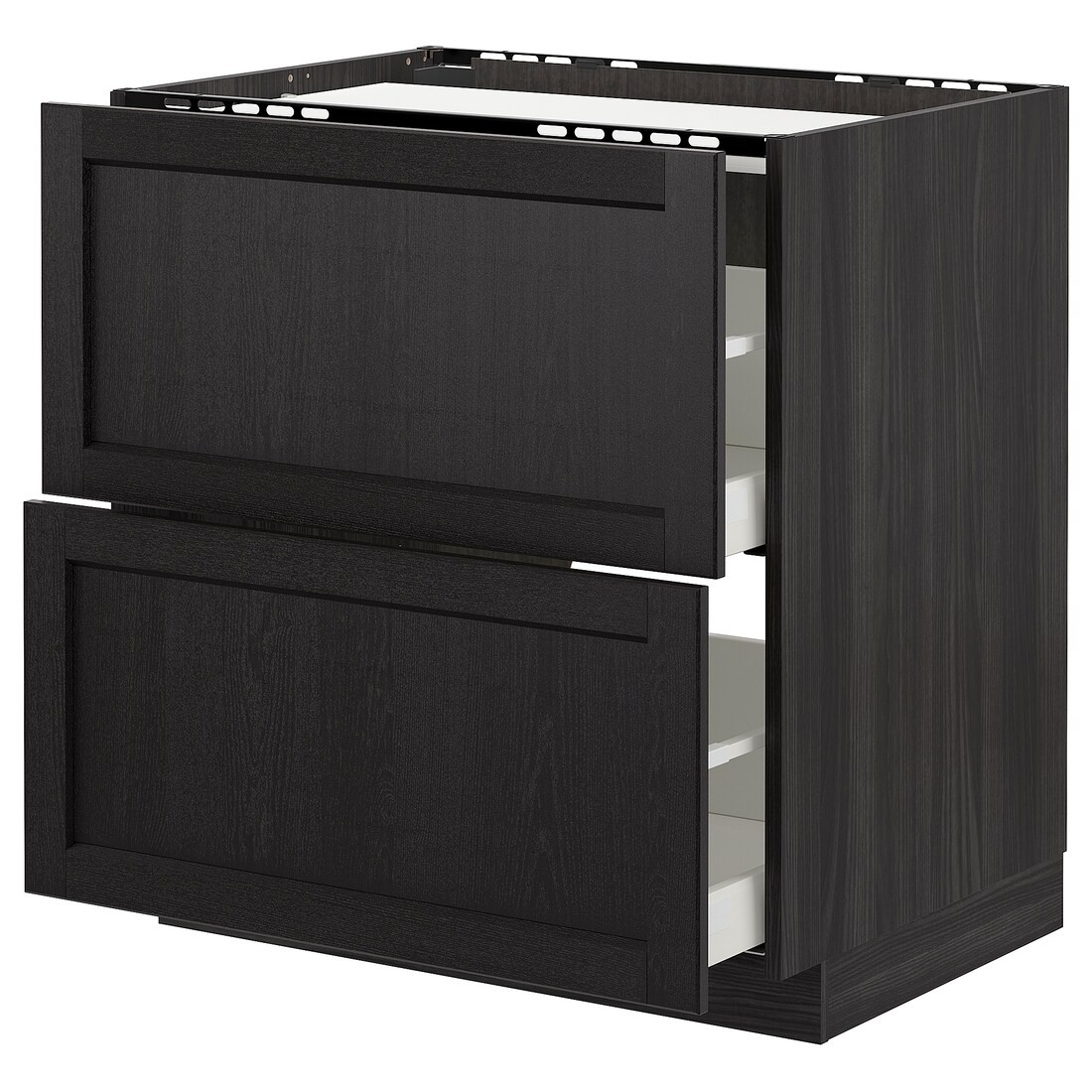 IKEA METOD МЕТОД / MAXIMERA МАКСИМЕРА Шкаф для варочной панели / 2 ящика, черный / Lerhyttan черная морилка, 80x60 см 09260121 092.601.21
