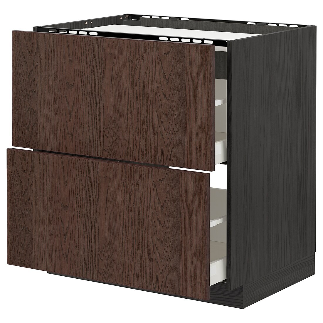 IKEA METOD МЕТОД / MAXIMERA МАКСИМЕРА Шкаф для варочной панели / 2 ящика, черный / Sinarp коричневый, 80x60 см 69405526 | 694.055.26