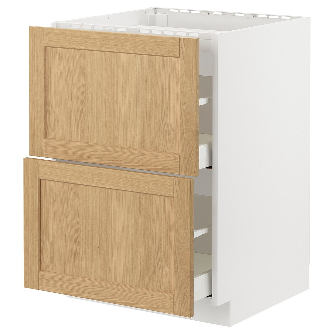 IKEA METOD / MAXIMERA Шкаф для варочной панели / 2 ящика, белый / дуб Forsbacka, 60x60 см 19509164 | 195.091.64