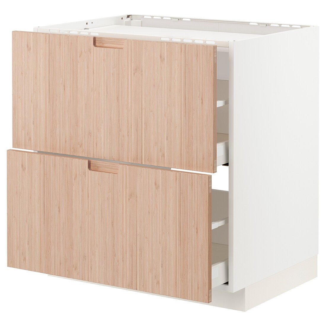 IKEA METOD МЕТОД / MAXIMERA МАКСИМЕРА Напольный шкаф с ящиками, белый / Fröjered светлый бамбук, 80x60 см 79330253 793.302.53