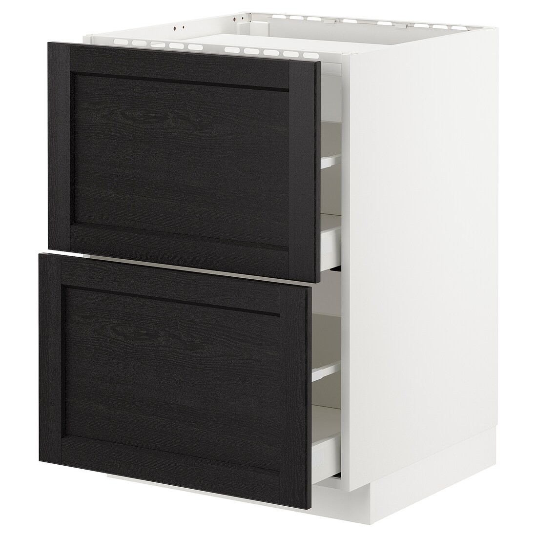 IKEA METOD МЕТОД / MAXIMERA МАКСИМЕРА Шкаф для варочной панели / 2 ящика, белый / Lerhyttan черная морилка, 60x60 см 69257187 | 692.571.87