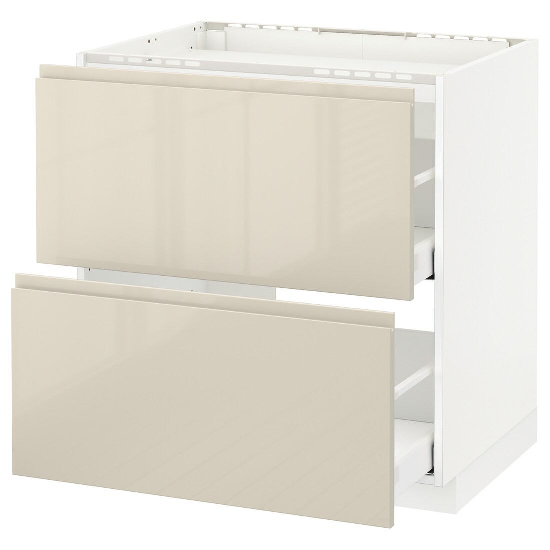 IKEA METOD МЕТОД / MAXIMERA МАКСИМЕРА Напольный шкаф с ящиками, белый / Voxtorp глянцевый светло-бежевый, 80x60 см 99142982 991.429.82